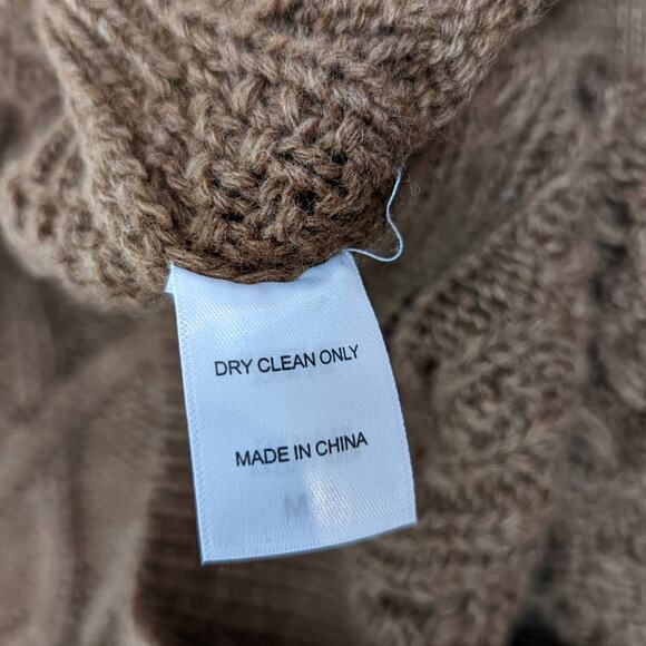 Beige Botany Cable Knit Open Back Wool Blend Sweater Brown Size Small - Picture 6 of 13